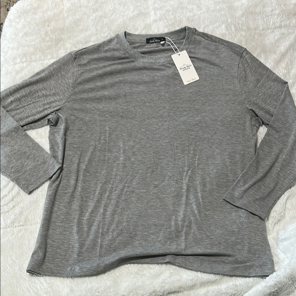 Gray Long Sleeve Tee Classic Crew Neck